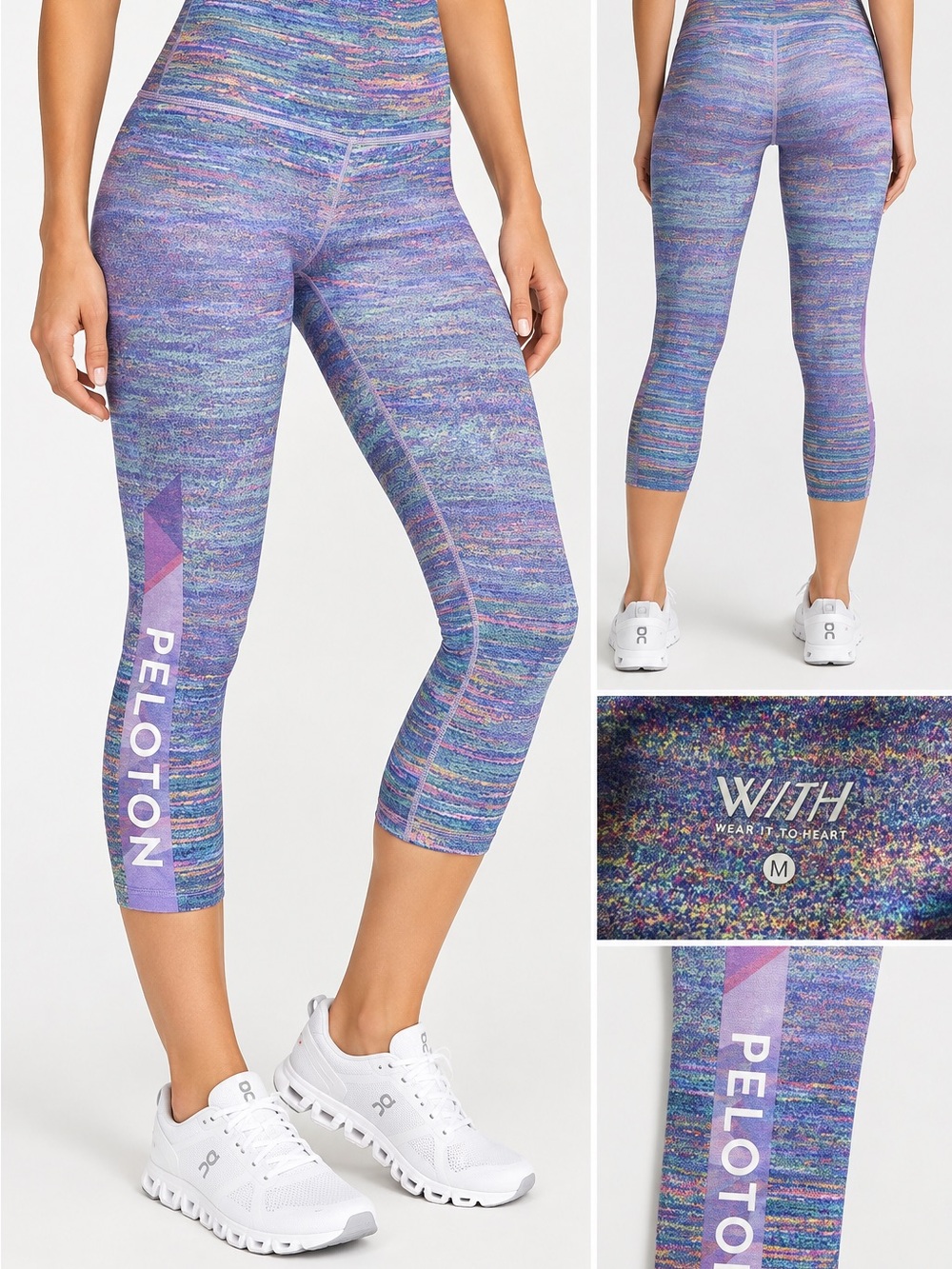 Peloton x WITH Wear It To Heart Multicolor Crop Leggings Size M
